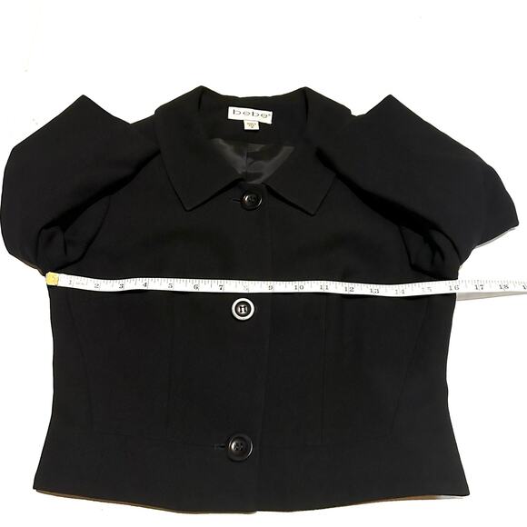 Bebe Cropped Black Two Button Jacket Blazer Women's Size 4 - Picture 6 of 8